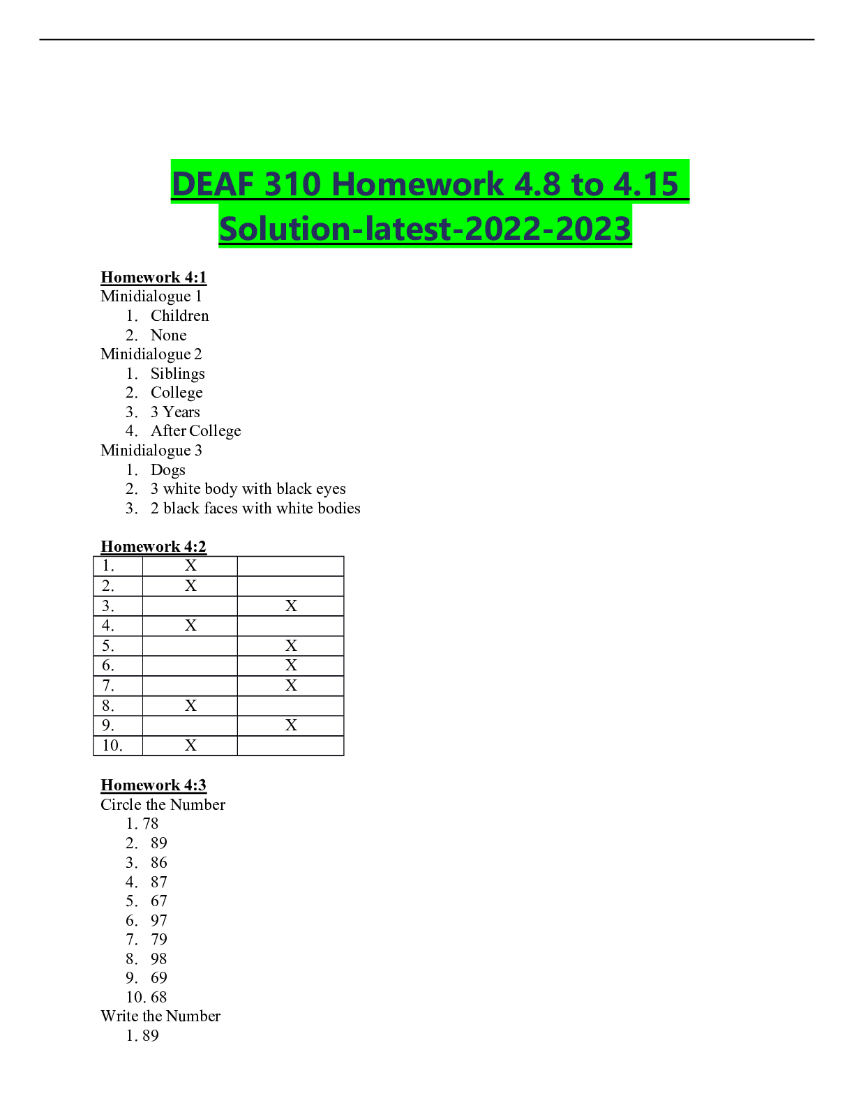 Preview of DEAF 310 Homework 4.8 to 4.15 Solution-latest-2022-2023